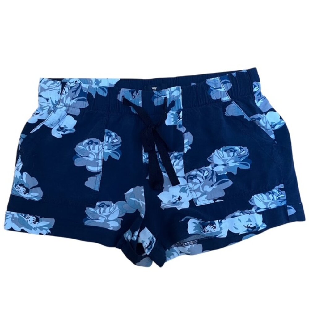 Gap Factory Navy Floral Shorts with pockets and drawstring tie size S